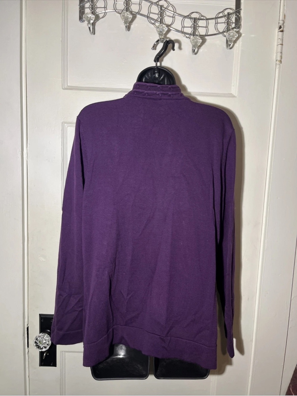 Women’s Cardigan Sweaters Size Medium Studio Style Purple Open Front - Picture 2 of 5